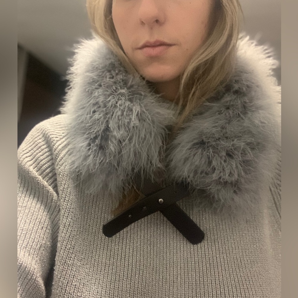 Blue Ostrich Feather scarf or belt